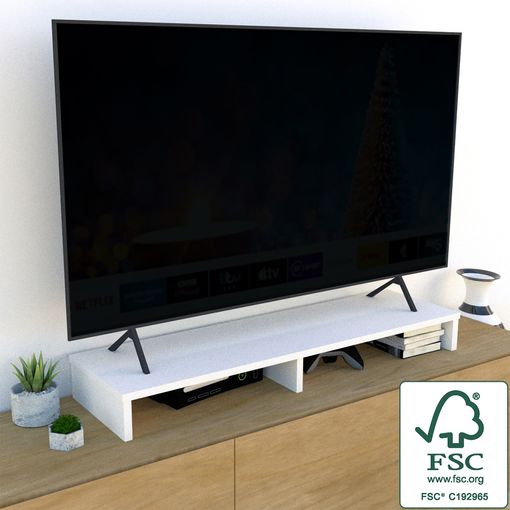 Soporte Tv De Madera Fsc® Henor Elevador Tv 85 X 35 X 12 Cm - Blanco con  Ofertas en Carrefour
