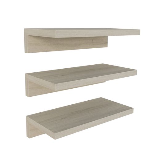 Conjunto 3 Baldas Paredde Madera Henor Forma L 35 X 17 X 7.5 Cm