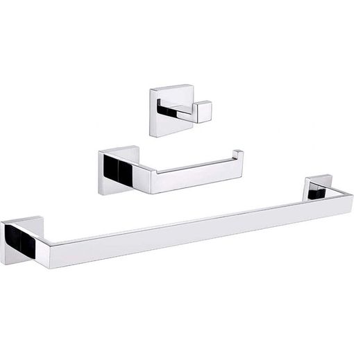 Conjunto Accesorios De Baño Luanda Cromado Toallero + Portarrollos + 1  Percha con Ofertas en Carrefour