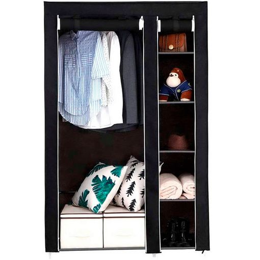 Armario Vestidor de Tela Con Puertas de Cremallera Nyana Home Medidas  170x110x45cm Negro