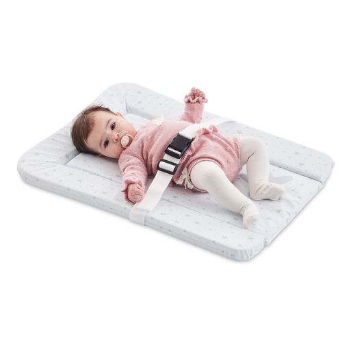 Cambiador bebe Maya de madera Cuna y Maxicuna + Cambiador plano  plastificado + Funda Rizo impermeable 100% lavable. Gofre Rosé