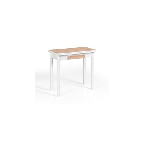 Mesa Cocina Extensible Blanco Y Roble 