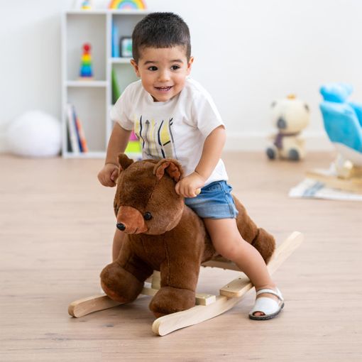 Caballo Juguete Infantil Mesedora De Madera Para Niñs Caballitos Azul