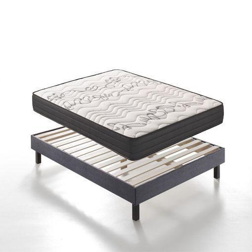 Cama con somier y colchón Gris oscuro 90x190 cm Tela