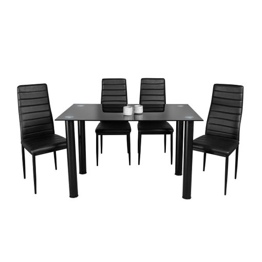 conjunto-mesa-comedor-de-cristal-110x70cm-y-4-sillas-acolchadas