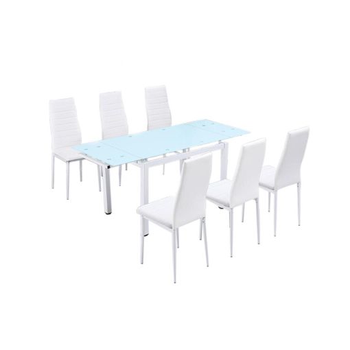 Conjunto De Mesa Cristal Temaplado 110x70cm Y 4 Sillas Color Blanco con  Ofertas en Carrefour