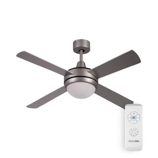 Ventilador de Techo con Luz 4 Aspas 56W 6 Velocidades Montana Plateado  Thinia Home