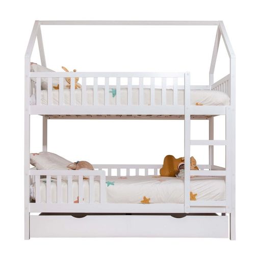 Litera Casita + Cama De Arrastre Madera Blanco 90x190/90x190cm con Ofertas  en Carrefour