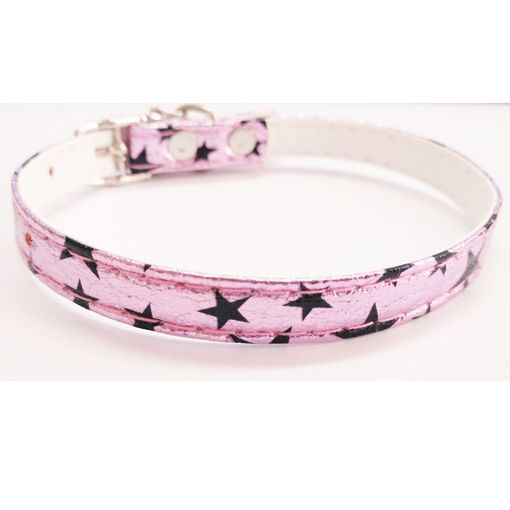 Collar Para Gato Con Estrellas Color Rosa Con Cascabel