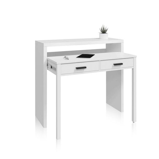 Mesa Escritorio Extensible Tocador 2 Cajones Color Blanco Artik Salón  Comedor Moderno Mueble 87x98x36 Cm con Ofertas en Carrefour