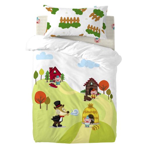 Juego Nórdico 100% Algodón Piggys Cuna (100x135 Cm) Multicolor