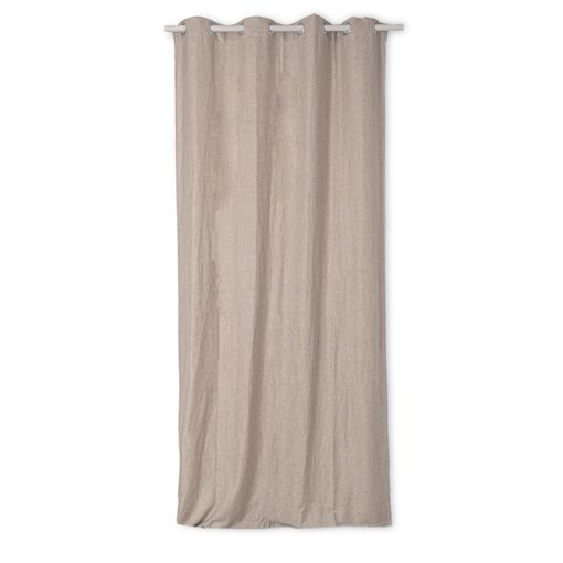 Cortinas opacas con ojales look de lino 2 pzas gris 140x175 cm