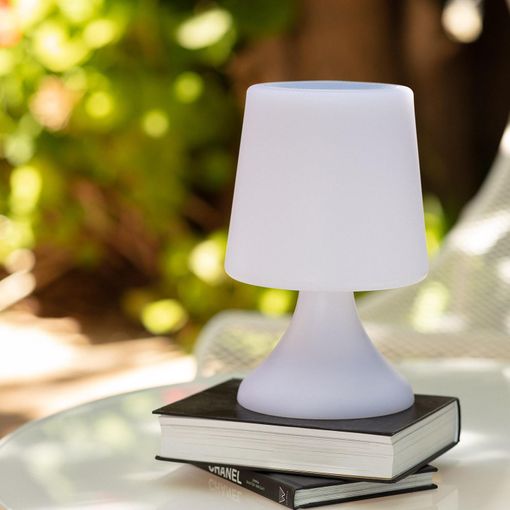 Lámpara de mesa para exterior amarilla LED 2,2W 38cm IP54 con batería y  regulable