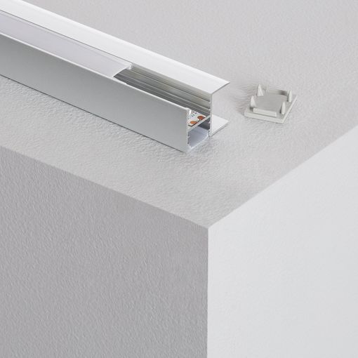 Perfil De Aluminio Para Estantería Con Tapa Continua Para Tira Led Hasta 12 Mm 5m
