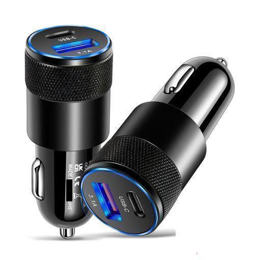 USB del cargador del coche C / Carcharger con 2.4A de carga rápida - Negro