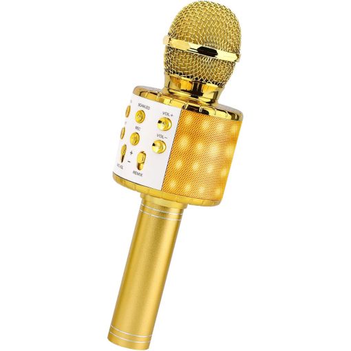 Micrófono Karaoke Bluetooth Klack , 4 En 1 Microfono Inalámbrico Portátil  Para Niños, Musica, Función De Eco, Compatible Con Android, Pc Dorado con  Ofertas en Carrefour