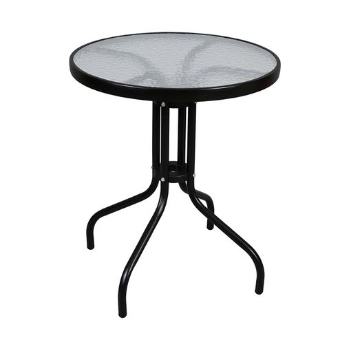 Mesa de Jardín de Cristal Redonda 60x72 cm - Negro