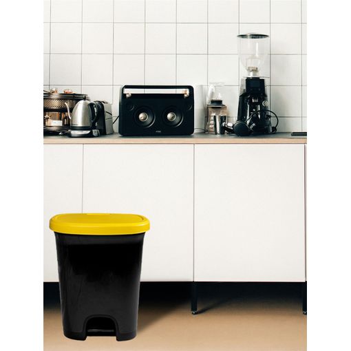 Cubo Basura Plástico Moderno Apertura Con Pedal Cubo Reciclar 27 Litros ( amarillo - Negro)jardin202 con Ofertas en Carrefour