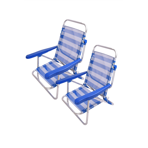 Silla Playa Plegable 4 Posiciones Con Asas Azul