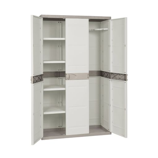 Armario De 4 Estantes De Resina 3 Puertas Con Escobero Titanium Beige  105x44x176 Cm Beige con Ofertas en Carrefour