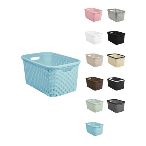 Cesta Para La Colada 25 X 53 X 36 Cm - Cesto Ropa Sucia – Cesta Rectangular  Con Asas Diseño Mimbre Celeste con Ofertas en Carrefour