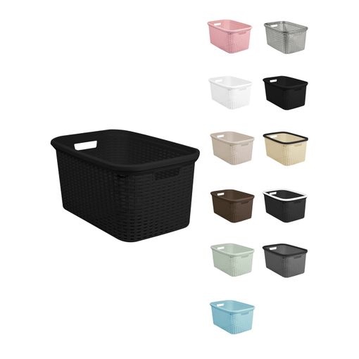 Cesta Para La Colada 25 X 53 X 36 Cm - Cesto Ropa Sucia – Cesta Rectangular  Con Asas Diseño Mimbre Negra con Ofertas en Carrefour