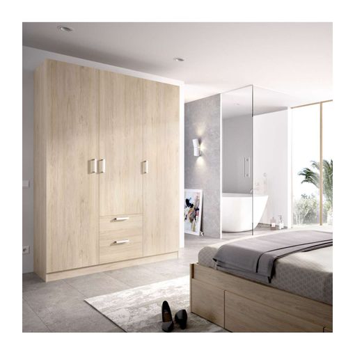 Armario Ropero 3 Puertas Abatibles Y 3 Cajones En Blanco 184 Cm(alto)121 Cm( ancho)52 Cm(largo con Ofertas en Carrefour