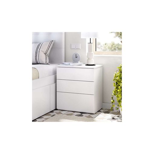 Mesita De Noche Rus Con 3 Cajones En Blanco 58 Cm(alto)52 Cm(ancho)34  Cm(fondo) con Ofertas en Carrefour