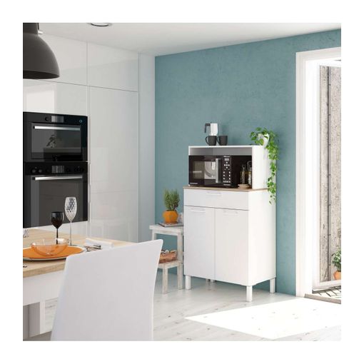 Mueble Auxiliar Cocina Microondas Color Gris Con Tapa Roble 58x95 Cm con  Ofertas en Carrefour