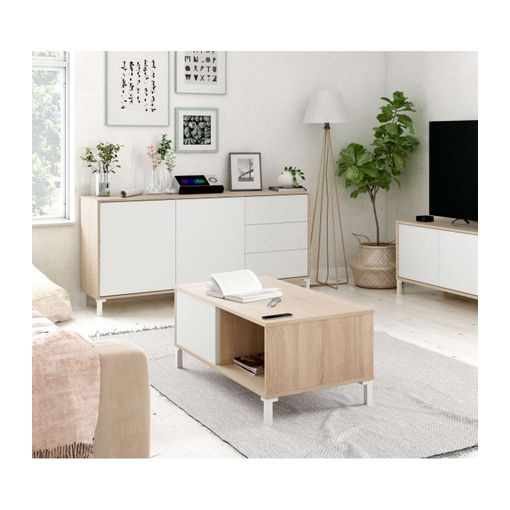 Escritorio Acabado Roble O Blanco Con Un Cajón 74 Cm(alto)90 Cm(ancho)50 Cm( fondo) , Color - Blanco con Ofertas en Carrefour