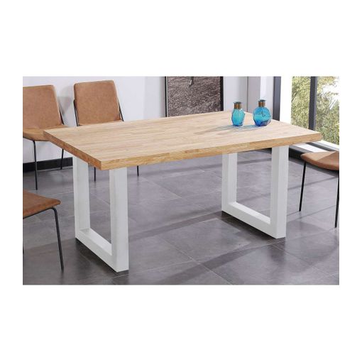 Mesa fija 140 cm blanca/roble