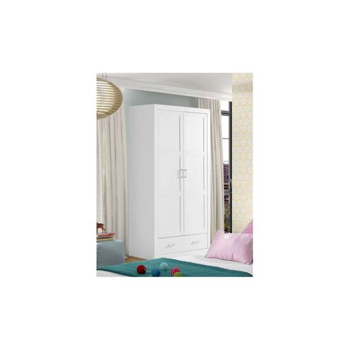 Armario 3 Puertas Abatibles 5 Cajones Acabado Roble O Blanco 200  Cm(alto)130 Cm(ancho)50 Cm(fondo) , Color - Blanco con Ofertas en Carrefour