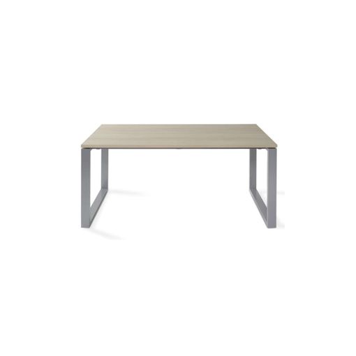 Mesa de oficina PORTICO, fondo 80 cm, tablero blanco/olmo, estructura  metálica