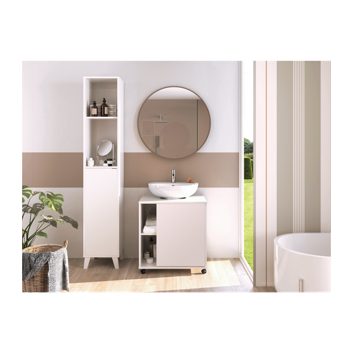 Mueble de baño 2 puertas, espejo y con lavabo, 60 cm LUPE