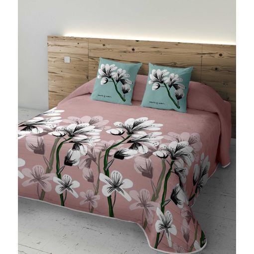 Edredón Nórdico Velour Cama 90 cm TEX HOME Hojas Rosa