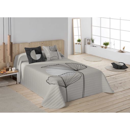 COTTON ARTean - Colcha primavera verano CUDILLERO GRIS poliéster cama de  180