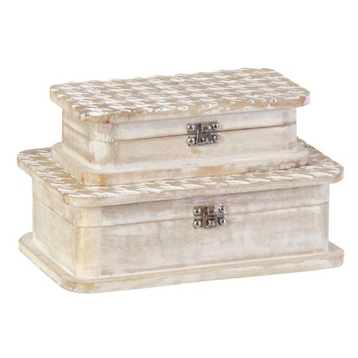 Caja Decorativa Blanco Madera 31 x 20 x 40,5 cm (9 Unidades