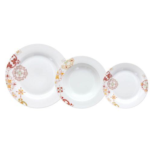 Vajilla 18 Piezas Porcelana Burdeos 1 Cm Mostaza con Ofertas en Carrefour