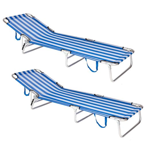 Pack De 2 Tumbonas Playa Cama De 3 Posiciones Azul Y Blancode Aluminio Y  Textileno De 190x58x25 Cm con Ofertas en Carrefour