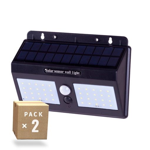 Pack X 2 Lampara Solar 6 Led Exterior Aplique De Muro