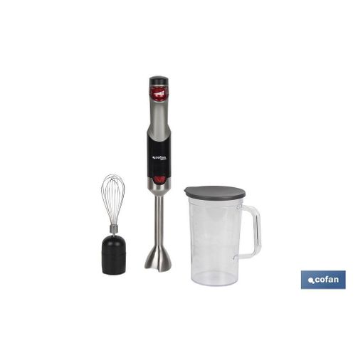 Batidora picadora Orbegozo. 2 velocidades. Vaso mezclador y medidor 600 ml.  Picador universal con tapa 500 ml. Potencia 800W.