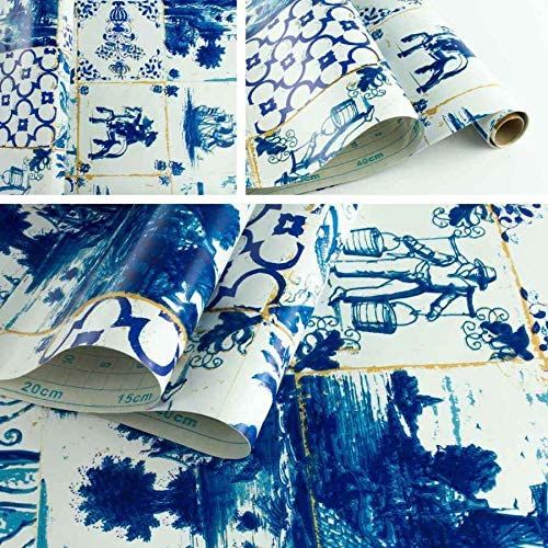 Papel adhesivo azul moderno para muebles