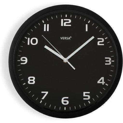 Reloj cocina pared negro detalle madera 30,5 cm