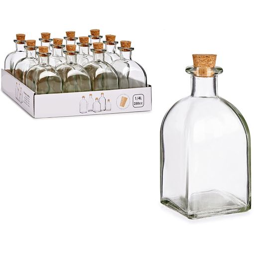 Pack Botellas Frascas De Vidrio Con Tapon De Corcho 250 Ml / 12