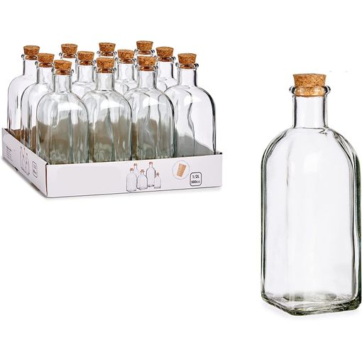 Pack Botellas Frascas De Vidrio Con Tapon De Corcho 500 Ml / 12 Uds con  Ofertas en Carrefour