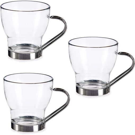 Pack De 3 Tazas De Cafe Originales De Cristal 200 Ml 19x8x10 Cm