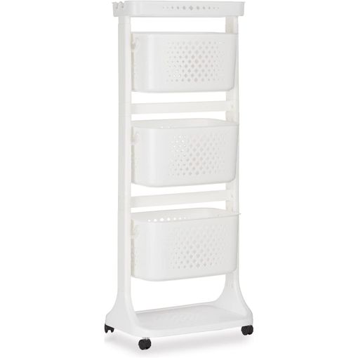 Verdulero Organizador Plegable para Cocina 4 Pisos con Ruedas Blanco 803V