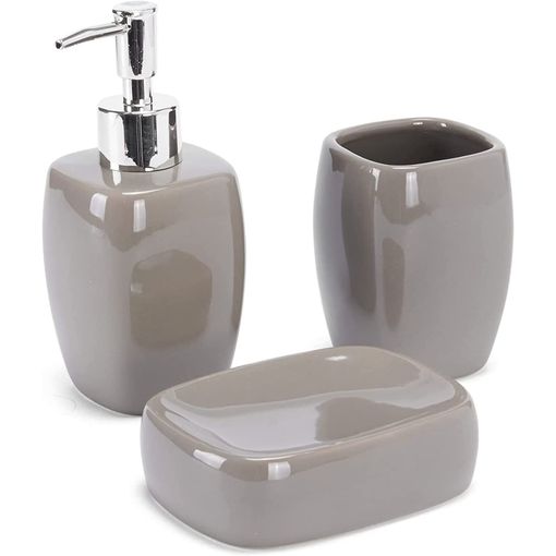 Set 3 Accesorios De Baño Dispensador Vaso Y Jabonera Ceramica con Ofertas  en Carrefour