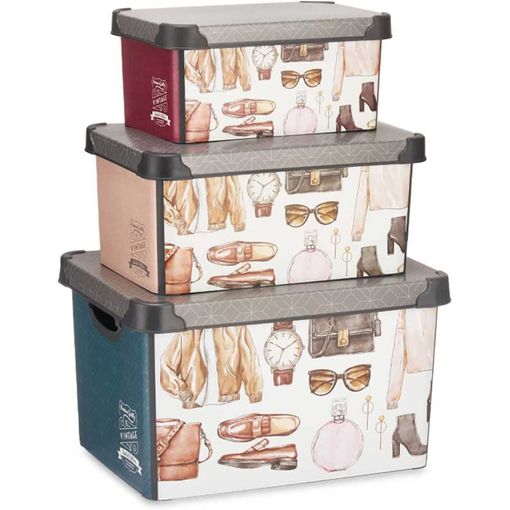 Pack de 3 Cajas de Almacenaje Decorativas- Blanco