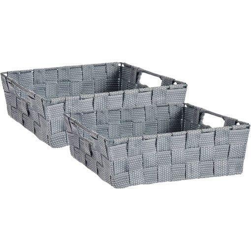 Set de 3 cestas multiusos de bambú gris para cuarto de baño Basic